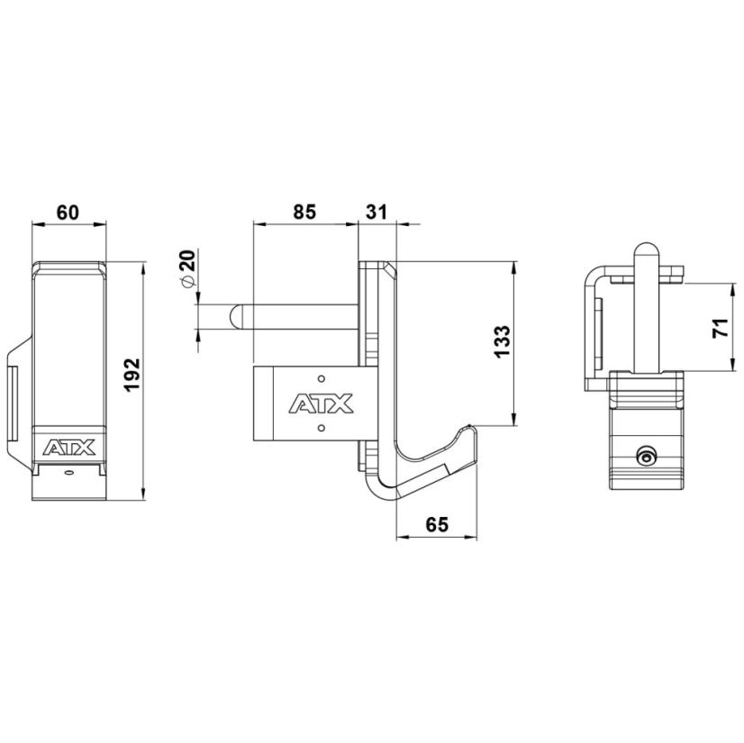 držáky na osu rozměry 