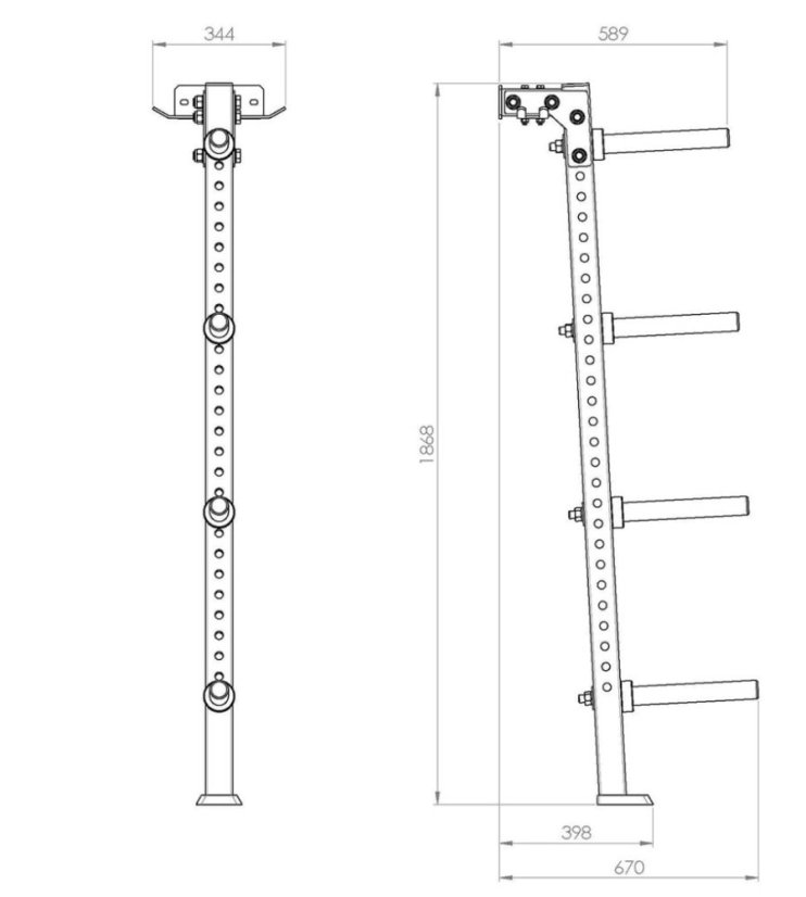 ATX LINE; ATX LINE; Nástěnný stojan na kotouče Weight Plate Tree, výška 186 cm