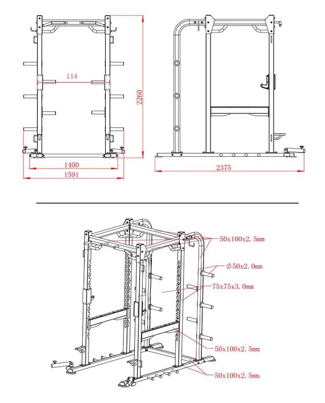 Posilovací klec Power Rack IRONLIFE, výška 226 cm
