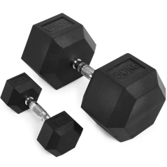 Jednoruční činka HEXA ATX LINE 27,5 kg, pogumovaná + chrom