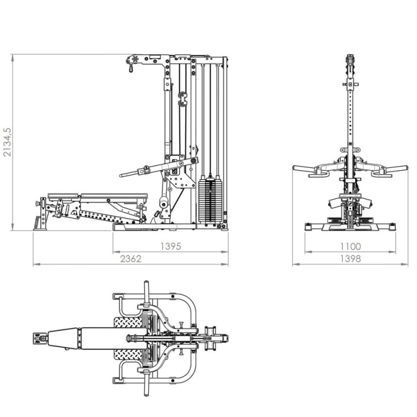 Posilovací stroj multifunkční ATX TRIPLEX TripleX Gym, cihličkové závaží
