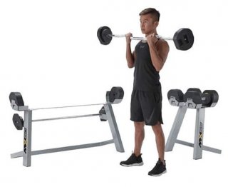 MX SELECT bicepsová činka so stojanovým závažím 9,8 - 36,4 kg