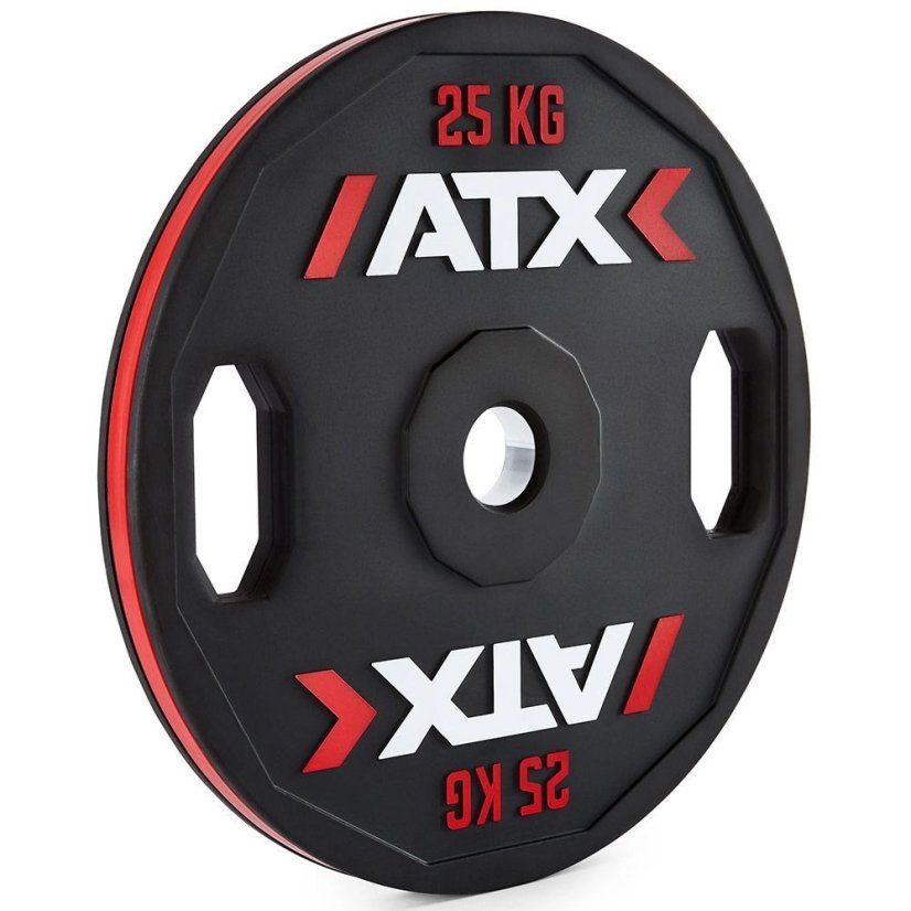 ATX; Kotouč Color Stripe 25 kg s úchopem, pogumovaný, černá/červená