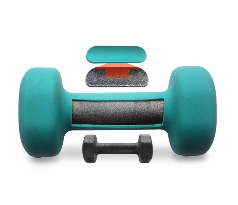 Neoprenbeschichtung und Hantelkern - Guss