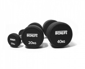 Sada jednoručních činek pogumovaných IRONLIFE 2,5-40 kg